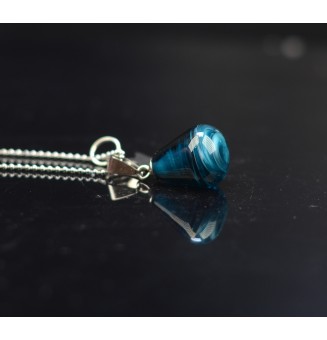 collier étoile 40 + 3 cm "bleu pétrole" perles de verre filé au chalumeau