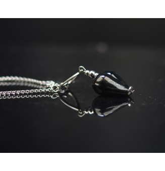 collier COEUR 40 + 3 cm "noir" perles de verre filé au chalumeau