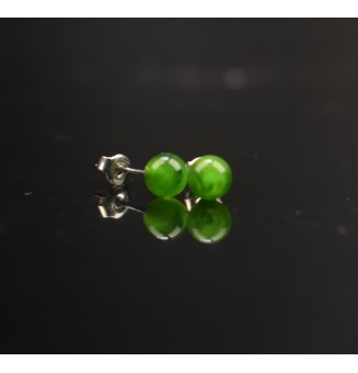 puces d'oreilles Acier Inoxydable en verre "vert nacré" 6 mm