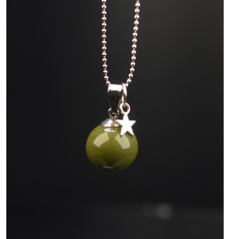 collier étoile 40 + 5 cm "kaki" perles de verre filé au chalumeau