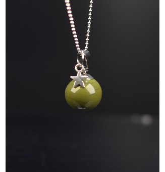 collier étoile 40 + 5 cm "kaki" perles de verre filé au chalumeau