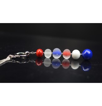 collier "bleu blanc rouge" avec pendentif interchangeable 70+5 cm