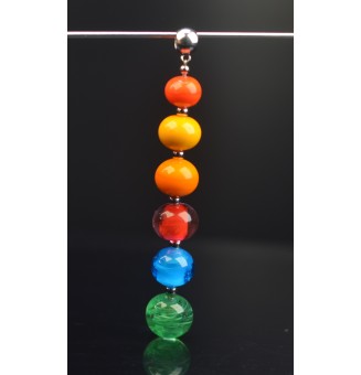 pendentif pour collier "multicolore" avec perles de verre sur beliere acier inoxydable