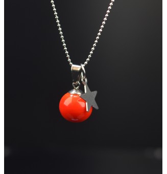 collier étoile 45 + 3 cm "orange" perles de verre filé au chalumeau