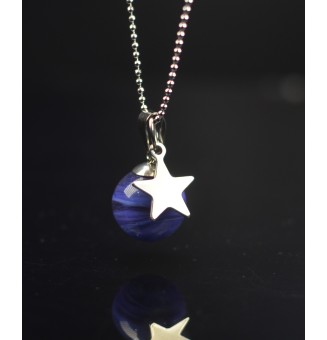 collier étoile 45 + 3 cm "VIOLET" perles de verre filé au chalumeau