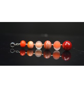 pendentif pour collier "orange abricot corail" avec perles de verre sur beliere acier inoxydable