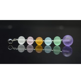 pendentif pour collier "multicolore dépoli" avec perles de verre sur beliere acier inoxydable
