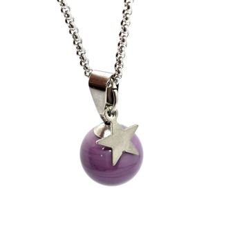 collier étoile 42 + 3 cm "violet opaque" perles de verre filé au chalumeau