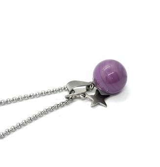 collier étoile 42 + 3 cm "violet opaque" perles de verre filé au chalumeau