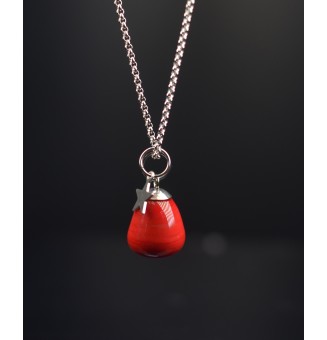 collier etoile  42 + 5 cm "rouge" perles de verre filé au chalumeau