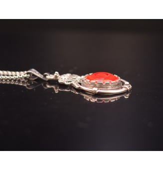 Collier avec perles de verre "rouge"  45 cm