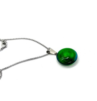 collier avec cabochon interchangeable "bleu vert" , support à visser pour collier