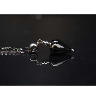 collier COEUR 41 + 3 cm "Noir" perles de verre filé au chalumeau