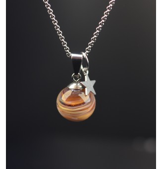 collier étoile 42 +3 cm "melange aléatoire marron brun" perles de verre filé au chalumeau