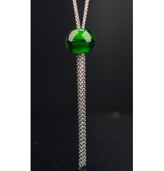 collier "vert rosetta" avec perles de verre, acier inoxydable 70+3 cm