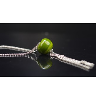 collier "vert riche" avec perles de verre, acier inoxydable 70+3 cm