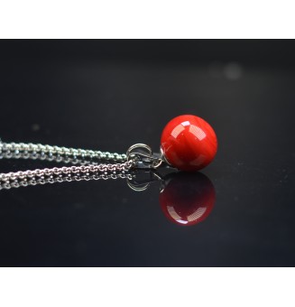 collier étoile 45 +3 cm "ROUGE" perles de verre filé au chalumeau