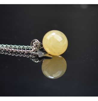 collier étoile 45 +3 cm "ivoire ruban" perles de verre filé au chalumeau