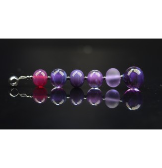 pendentif pour collier "Violet" avec perles de verre sur beliere acier inoxydable