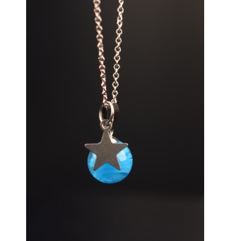 collier étoile 42 + 3 cm "BLEU Turquoise" perles de verre filé au chalumeau