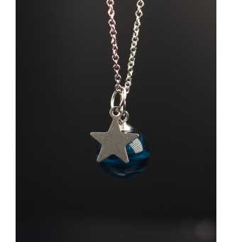 collier étoile 50 + 3 cm "BLEU Pétrole" perles de verre filé au chalumeau