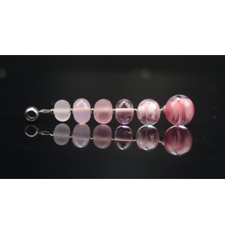 pendentif pour collier "rose" avec perles de verre sur beliere acier inoxydable