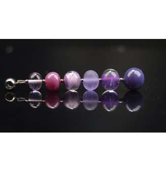 pendentif pour collier "violet" avec perles de verre sur beliere acier inoxydable