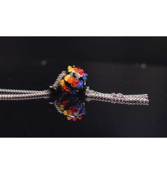 collier " multicolore" avec perles de verre, acier inoxydable 80 cm