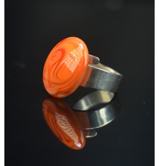 cabochon "abricot orange" pour bague ou collier interchangeable en verre  (sans le support )