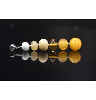 pendentif pour collier "jaune" avec perles de verre sur beliere acier inoxydable