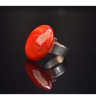 cabochon "rouge ORANGE" pour bague ou collier interchangeable en verre  (sans le support )