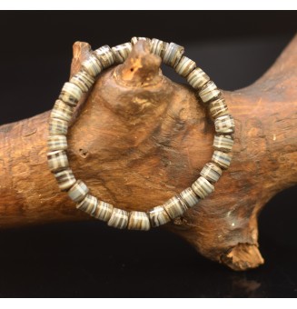 Bracelet élastique en perles de verre filé "couleur pierre" perles tube