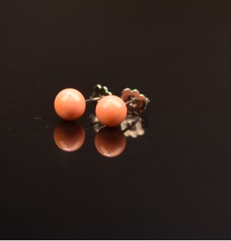 puces d'oreilles 6 mm Acier Inoxydable en verre "Abricot"