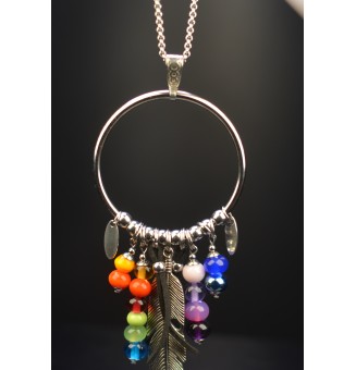 collier avec perles de verre MULTICOLORE 70 cm Bijoux artisanaux