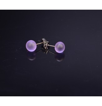 puces d'oreilles en verre - violet mate - Acier Inoxydable