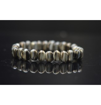 Bracelet élastique en perles de verre filé "pierre" perles plates POIGNET 15 à 16 cm