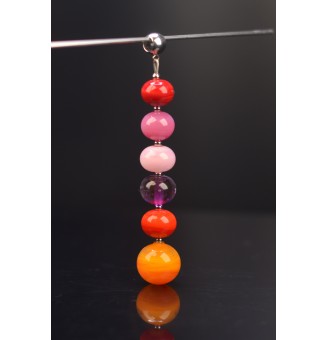 pendentif pour collier "MULTICOLORE" avec perles de verre sur beliere acier inoxydable