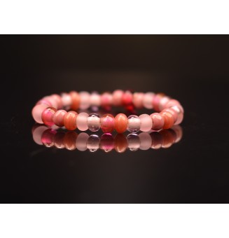 Bracelet élastique en perles de verre filé ROSE