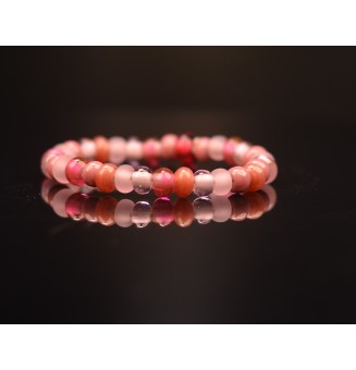 Bracelet élastique en perles de verre filé ROSE