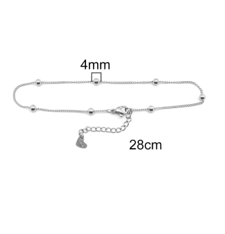 Bracelet de cheville  en acier inoxydable 25cm + 3 cm