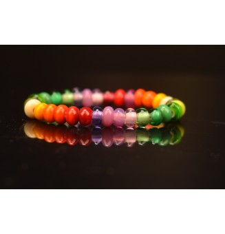 Bracelet multicolore élastique (15.5 à 16.5 cm) en perles de verre filé