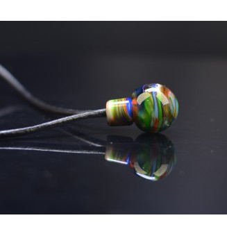 Collier en cuir avec perles de verre filé "Mélange multicolore" 42+3 cm