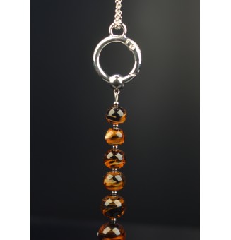 collier "noir et caramel" avec pendentif interchangeable 70+5 cm