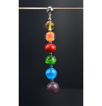 pendentif pour collier "MULTICOLORE" avec perles de verre sur beliere acier inoxydable