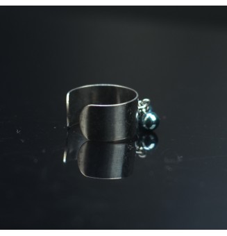 Bague breloque 10mm en acier inoxydable avec perles de verre "bleu métallisé"