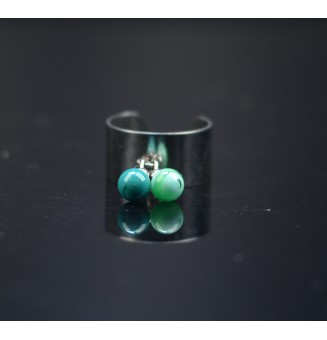 Bague breloque 10mm en acier inoxydable avec perles de verre "vert"