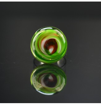 Bague rouge et vert mélangé en verre filé - réglable - acier inoxydable