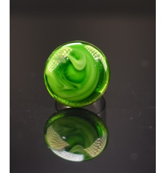 Bague en Verre vert rosetta - un couleur remplie d'energie - acier inoxydable