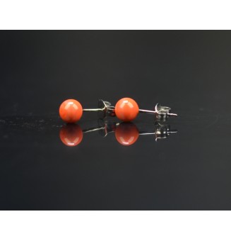 puces d'oreilles 6 mm Acier Inoxydable en verre Orange citrouille