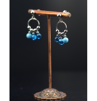 Boucles d'oreilles artisanales avec Perles de Verre filé BLEU